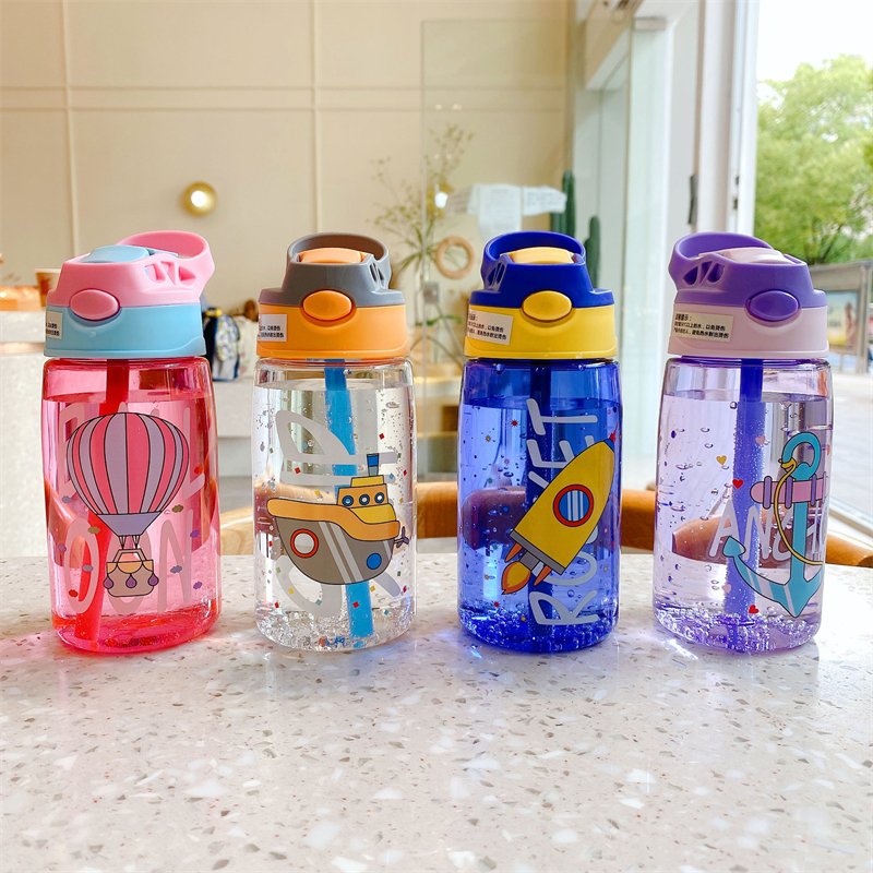 Promotional 480ml plastic cartoon pattern cute outdoor portable water bottles for kids