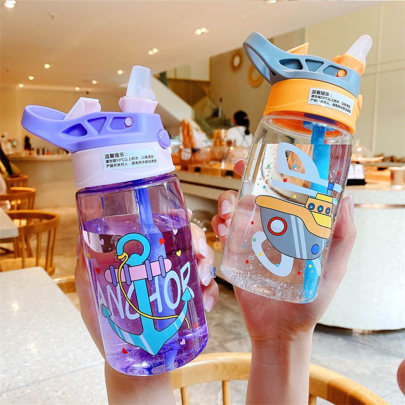 Promotional 480ml plastic cartoon pattern cute outdoor portable water bottles for kids