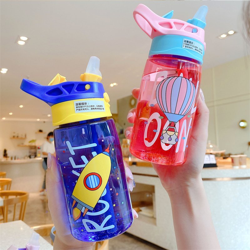 Promotional 480ml plastic cartoon pattern cute outdoor portable water bottles for kids