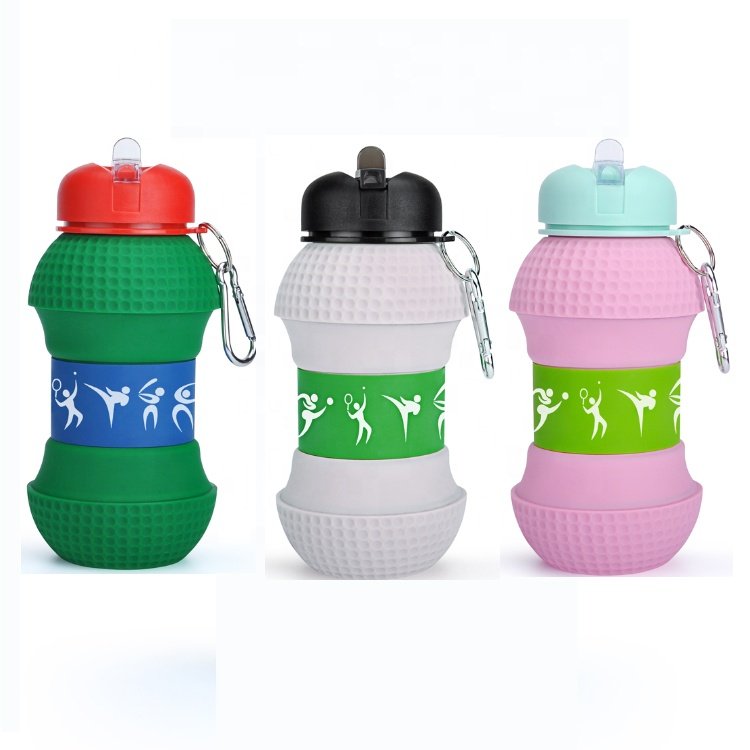 Promotional Cute Collapsible Silicone Sports Water Bottle for Kids BPA-Free Foldable Kawaii Style Perfect Gift Bicycle Riding