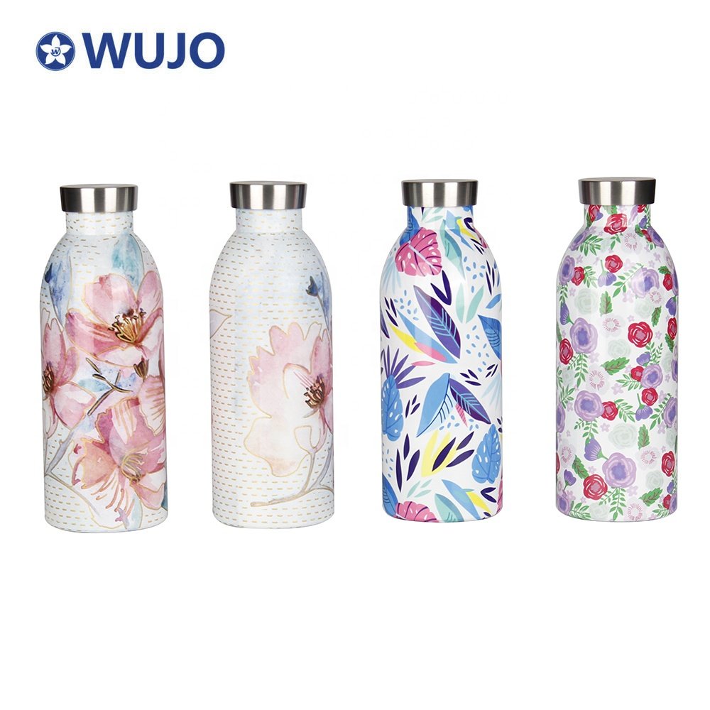 350ml 500ml Custom Pattern Stainless Steel School Gym Sports Beverage Milk Water Bottle Thermos With Metal Lid For Gift