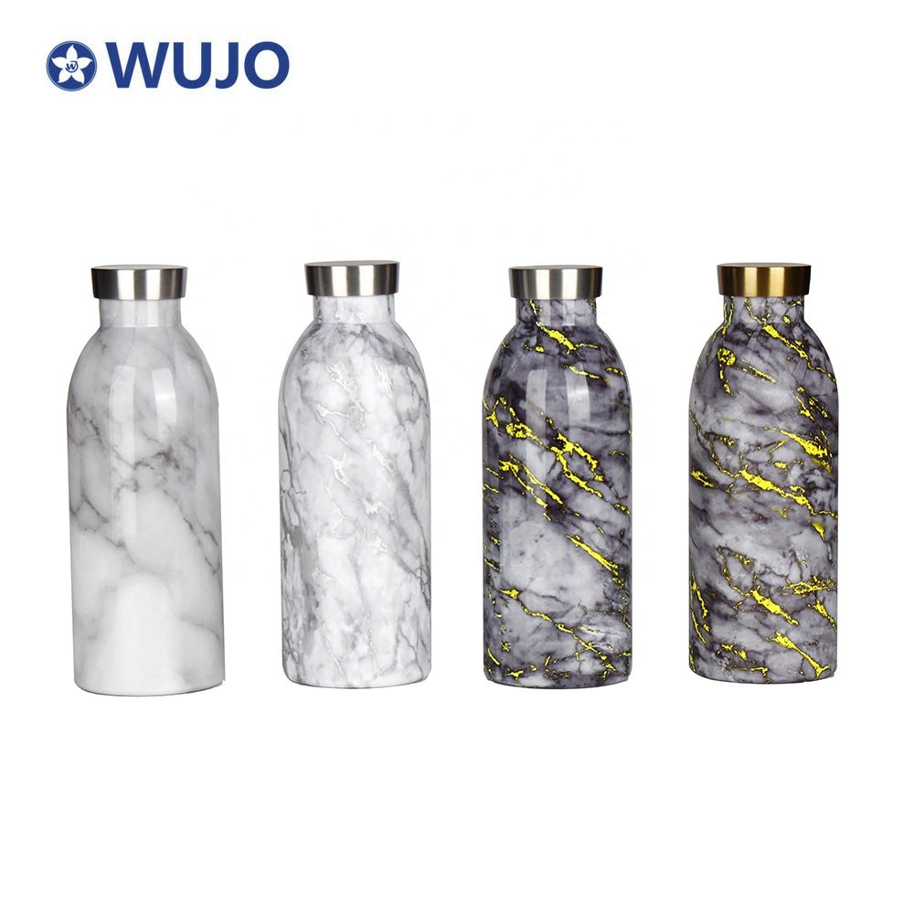 350ml 500ml Custom Pattern Stainless Steel School Gym Sports Beverage Milk Water Bottle Thermos With Metal Lid For Gift