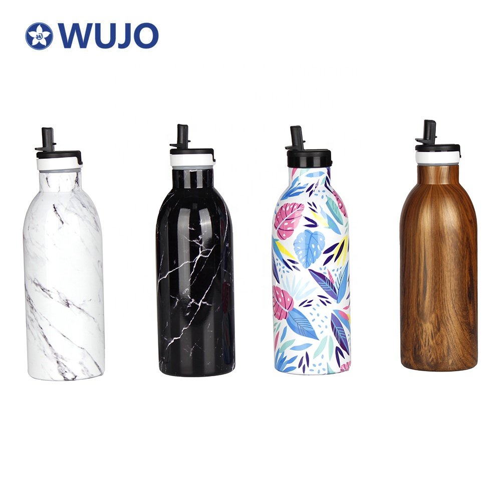 350ml 500ml Custom Pattern Stainless Steel School Gym Sports Beverage Milk Water Bottle Thermos With Metal Lid For Gift