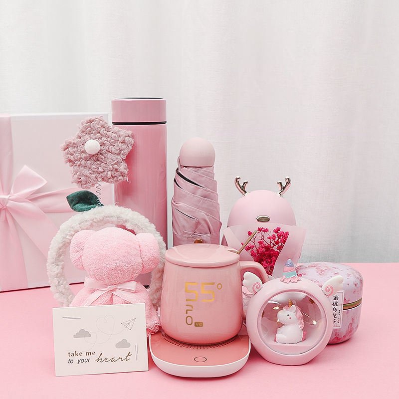 TX5024 Custom Logo Gift Box Set Thermostatic Cup Vacuum Flask Cute Ceramic Tea Coffee Mug Party Mother's Day Valentine's Day