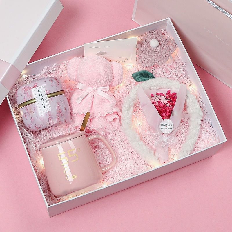 TX5024 Custom Logo Gift Box Set Thermostatic Cup Vacuum Flask Cute Ceramic Tea Coffee Mug Party Mother's Day Valentine's Day