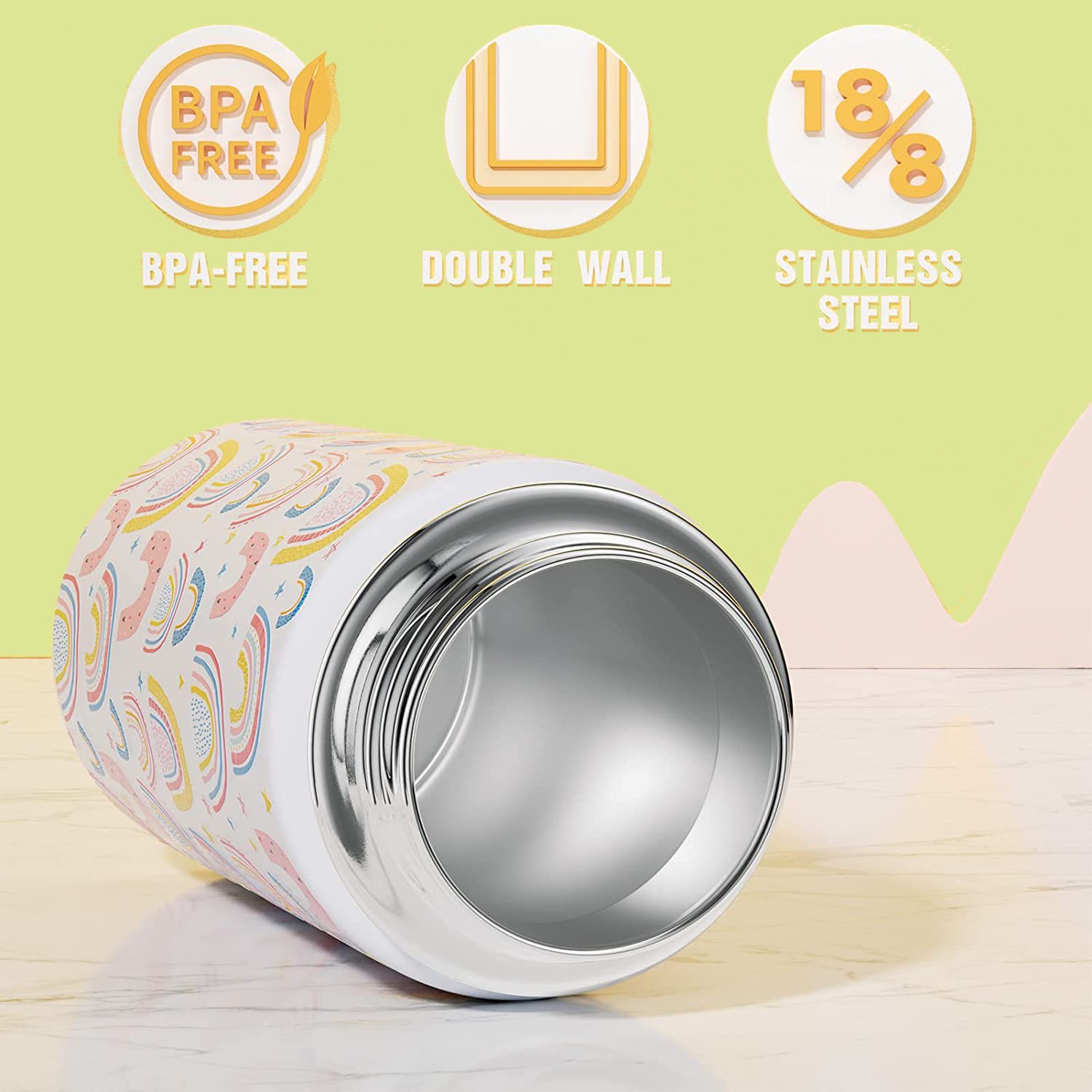 Hot Seller 12oz Double Wall Insulated Flask Stainless Steel Water Bottle for Kids with Straw Topper