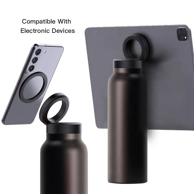 24oz Stainless Steel Drink Vacuum Flask Magnetic Phone Holder Hot and Cold Water Bottle