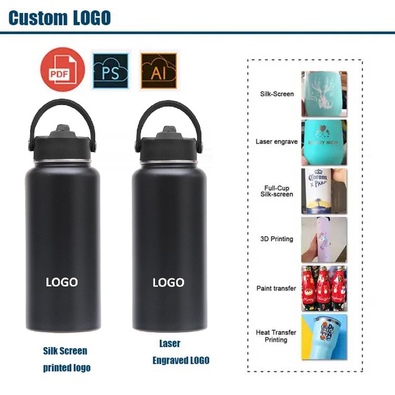 New product ideas 2025 Custom Logo Sports Gym Stainless Steel Water Bottle eco-friendly 32oz 64 oz Insulated Wide Mouth