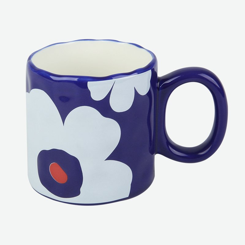 Wholesale Custom Flower Valentine White Travel Enamel 400ML Porcelain Ceramic Coffee Mugs with Logo