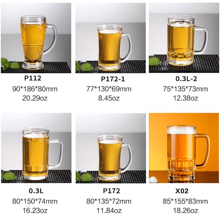 Wholesale Custom Logo Classic 16oz-40oz Steins Empty Beer Glasses high quality glass beer mug Large Clear beer glass with handle