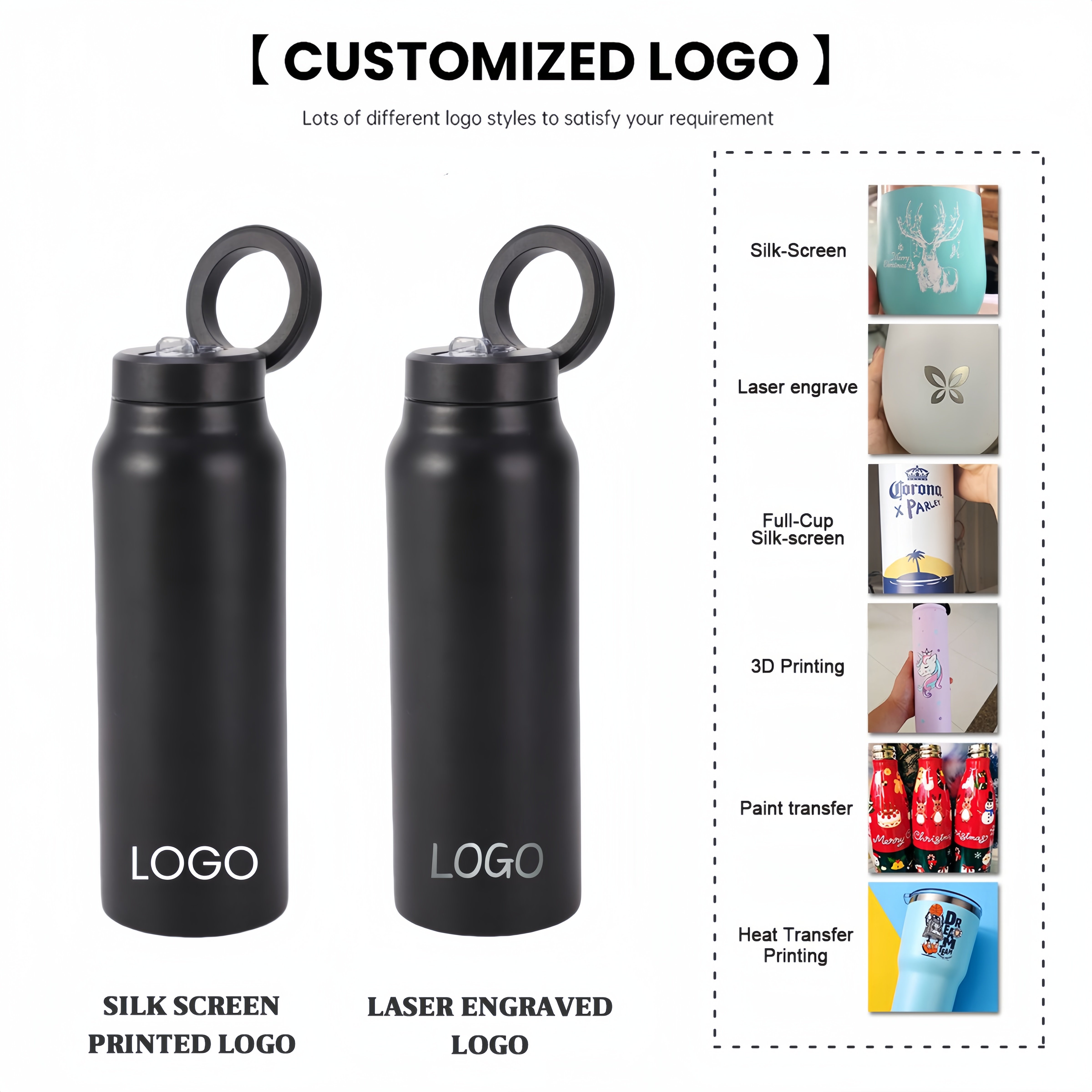 Custom Logo Insulated Water Bottle With Magnetic Phone Mount For Sports 24oz Magnetic Water Bottle With Magnetic Lid and Straw