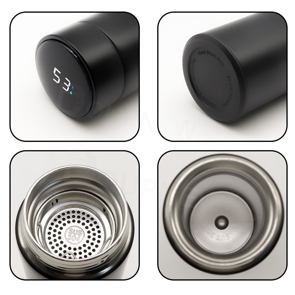 Digital Temperature Display 304 Stainless Steel Thermos Flask 500ml Smart Water Bottle Travel Coffee Mug With Temperature