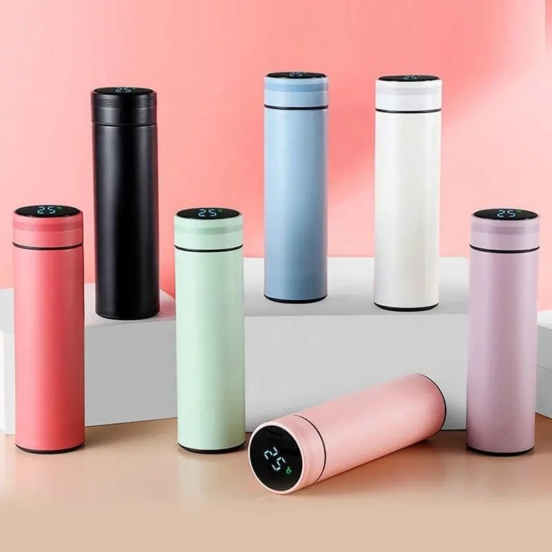 Digital Temperature Display 304 Stainless Steel Thermos Flask 500ml Smart Water Bottle Travel Coffee Mug With Temperature