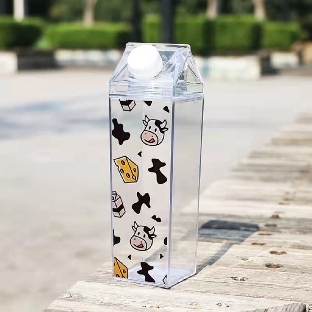 Customizable 500ML 1000ML BPA Free Plastic Portable Juice Drinkware Clear Portable Milk Carton Square Water Bottle