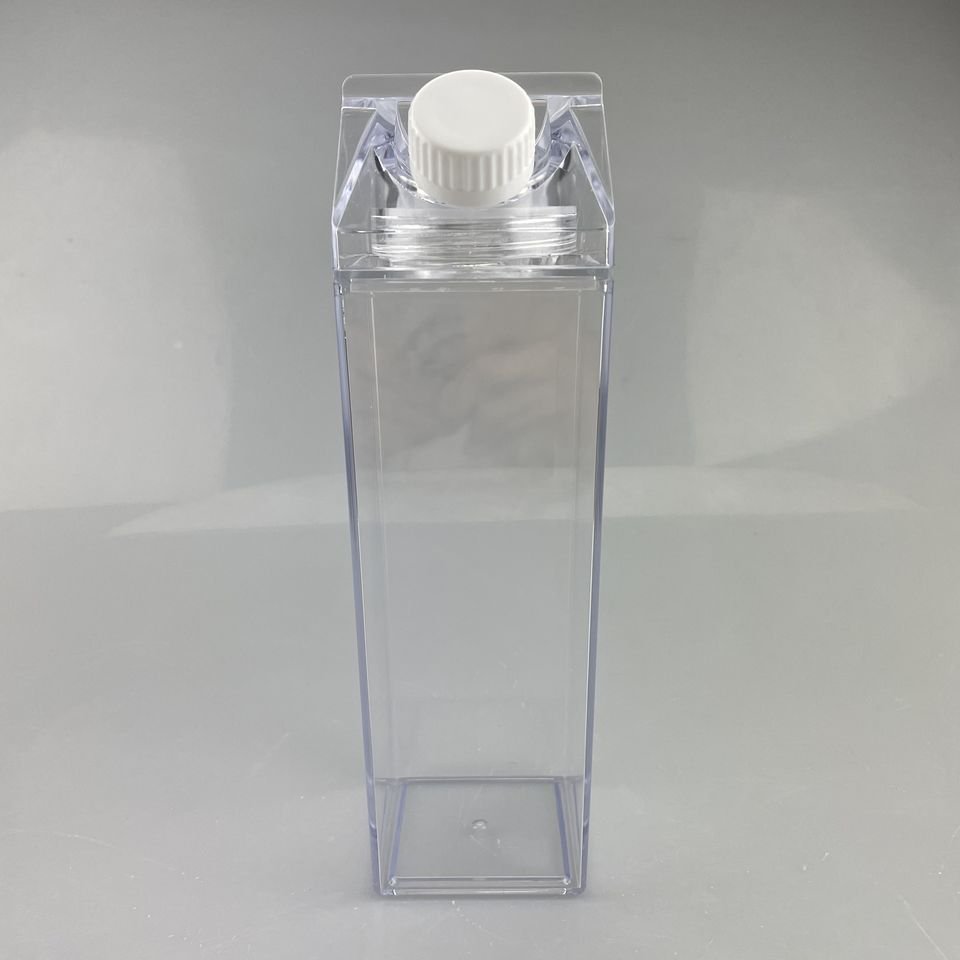 Customizable 500ML 1000ML BPA Free Plastic Portable Juice Drinkware Clear Portable Milk Carton Square Water Bottle