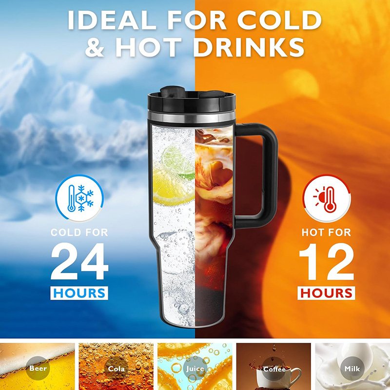 SiYJ719 Customizable Logo 40oz Tumbler with Handle Stainless Steel Vacuum Metal Cup Promotion Custom Adventure Travel Coffee Mug