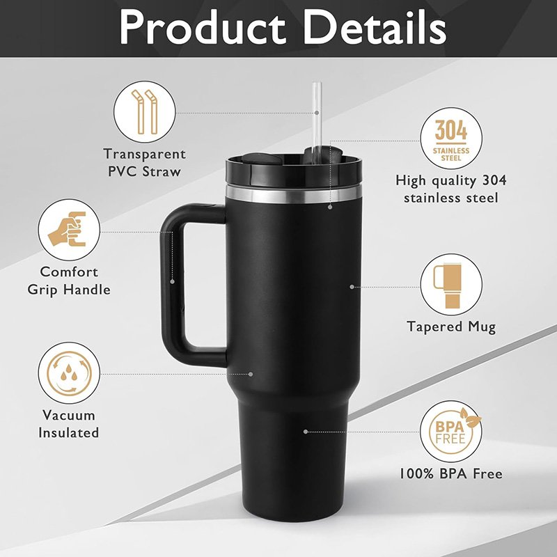 SiYJ719 Customizable Logo 40oz Tumbler with Handle Stainless Steel Vacuum Metal Cup Promotion Custom Adventure Travel Coffee Mug