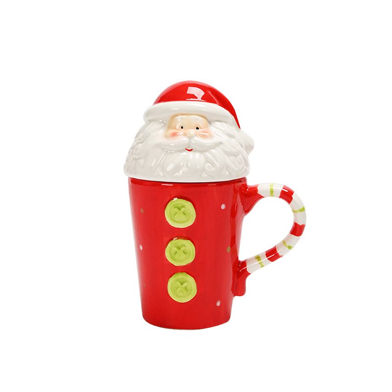 New 3D cartoon Santa Claus snowman ceramic mug Christmas mug with lid