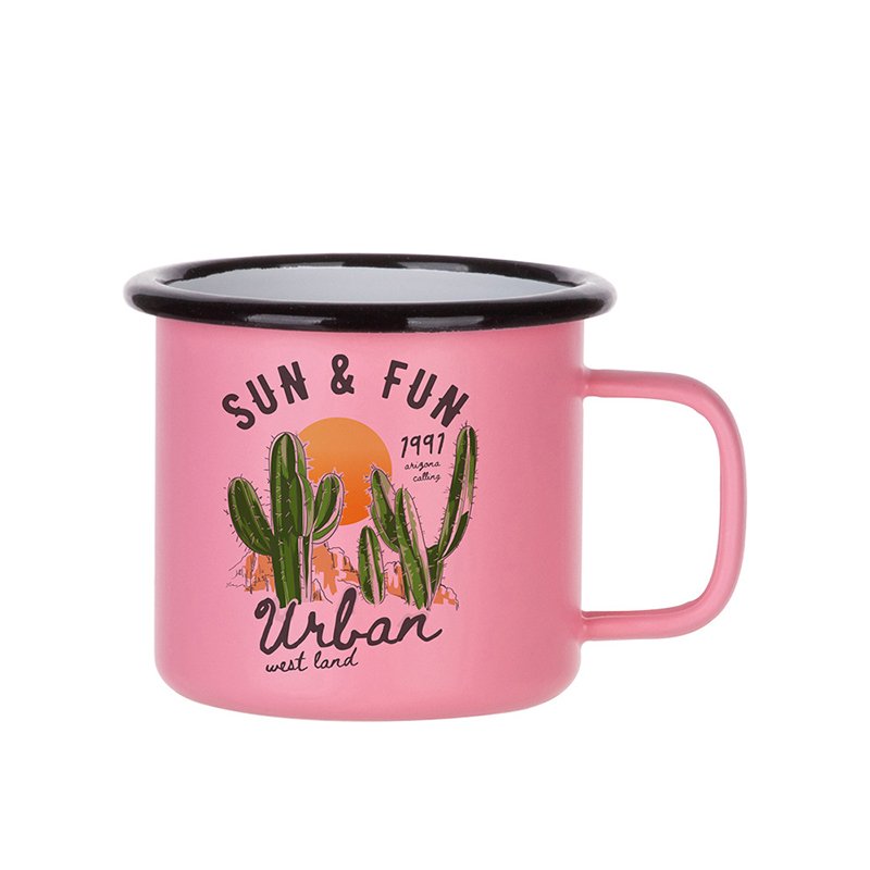 Custom Logo Printed Red White Black Color Sublimation Metal Enamel Mug Coffee Camping Hiking Cup