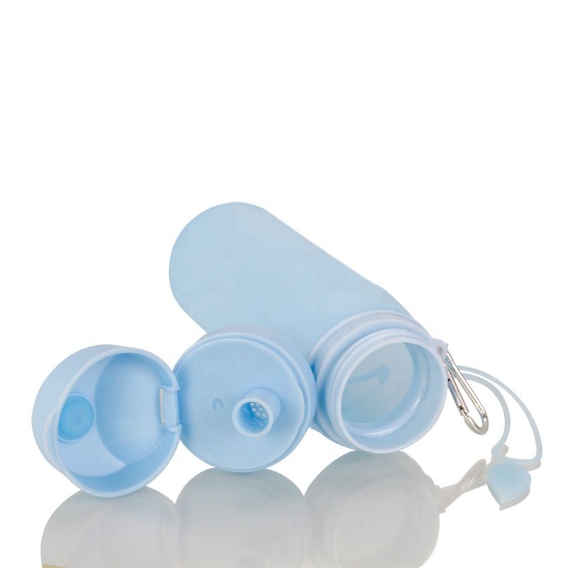 Outdoor Collapsible Folding Foldable Silicone Water Bottle BPA Free 750ml Camping Drinkware Hiking Adults Modern Blue, Orange