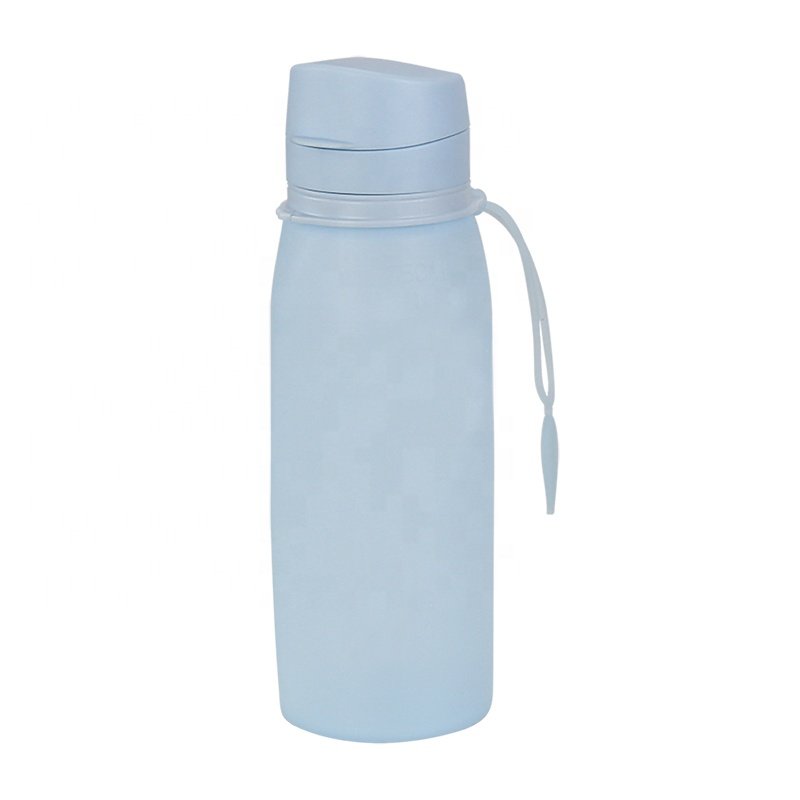 Outdoor Collapsible Folding Foldable Silicone Water Bottle BPA Free 750ml Camping Drinkware Hiking Adults Modern Blue, Orange