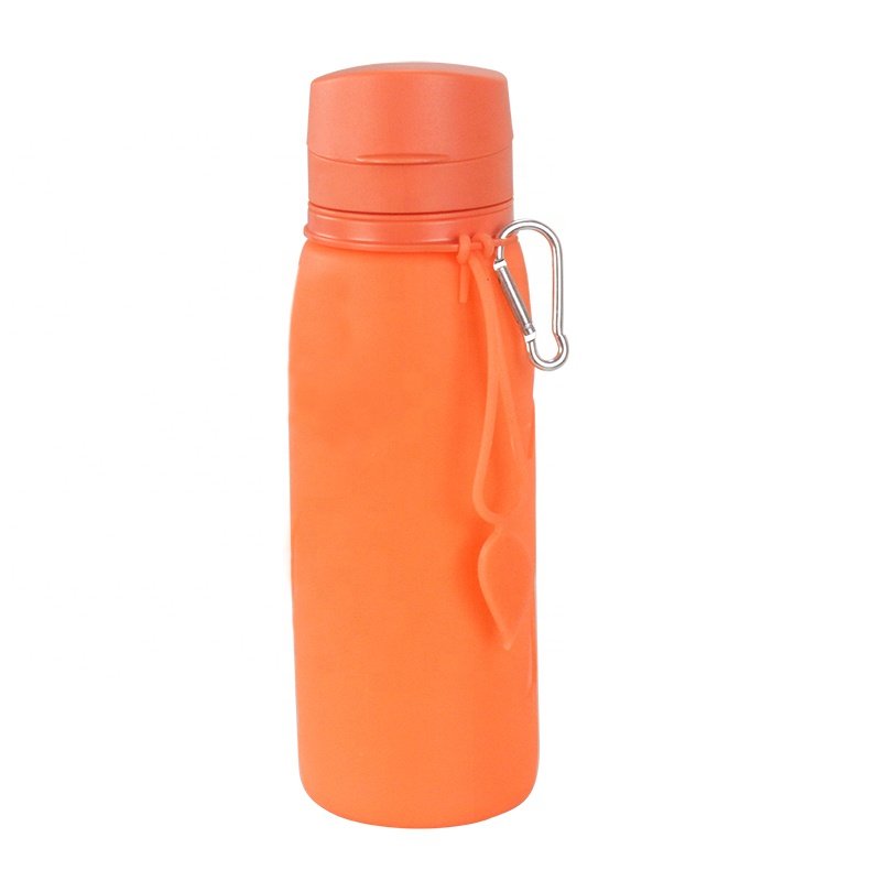 Outdoor Collapsible Folding Foldable Silicone Water Bottle BPA Free 750ml Camping Drinkware Hiking Adults Modern Blue, Orange