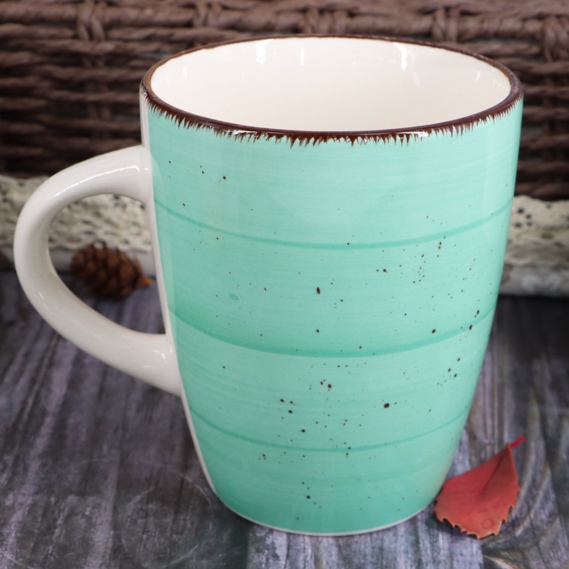 Customized Logo Handpainted Ceramic Mug Stoneware Mugs With Handle Drinking Cup For Wholesale