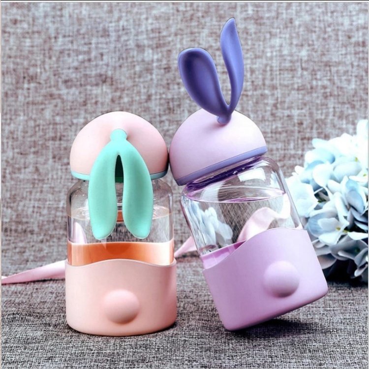 Creative new small rabbit advertising gift custom logo wholesale children lovely rabbit Kids water Bottle