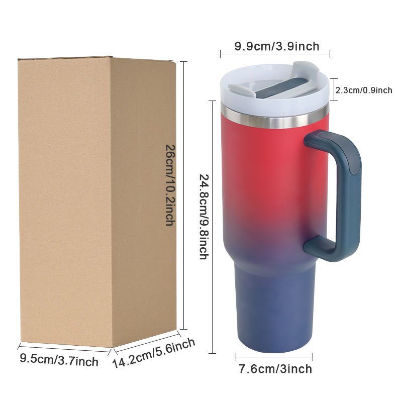 Custom logo 40 oz vacuum insulated stainless steel tumbler with handle and straw adventure travel 40oz 30oz cup