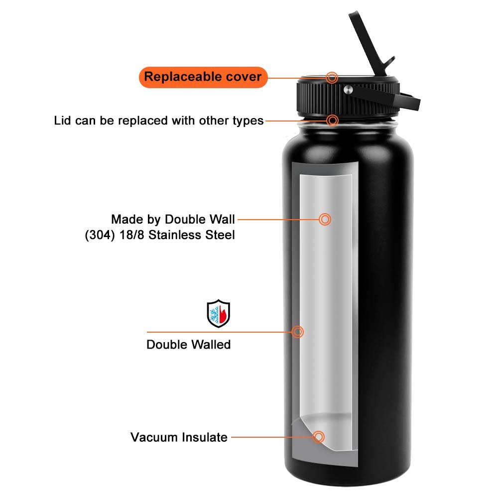 Hot Sales Business Gift 12 24 32 40 64 Oz 1 l Metal Stainless Steel Gym 1l Water Bottle With Straw And Handle