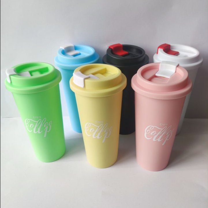 2022 BPA FREE plastic coffee mug with lid and band 12 OZ 16oz 22 oz 300 ml 450 ml 600ml reusable plastic coffee cup