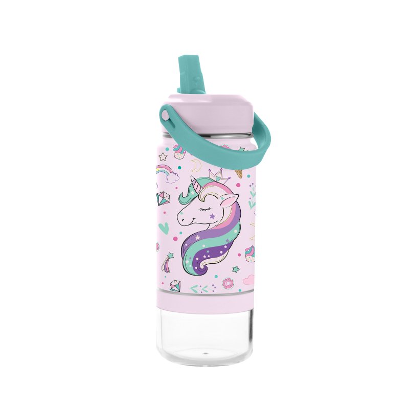 2024 Portable Cute Cartoon Pattern Vacuum 304 Stainless Steel School Kids Flasks With Carabiner Water Bottle Bag