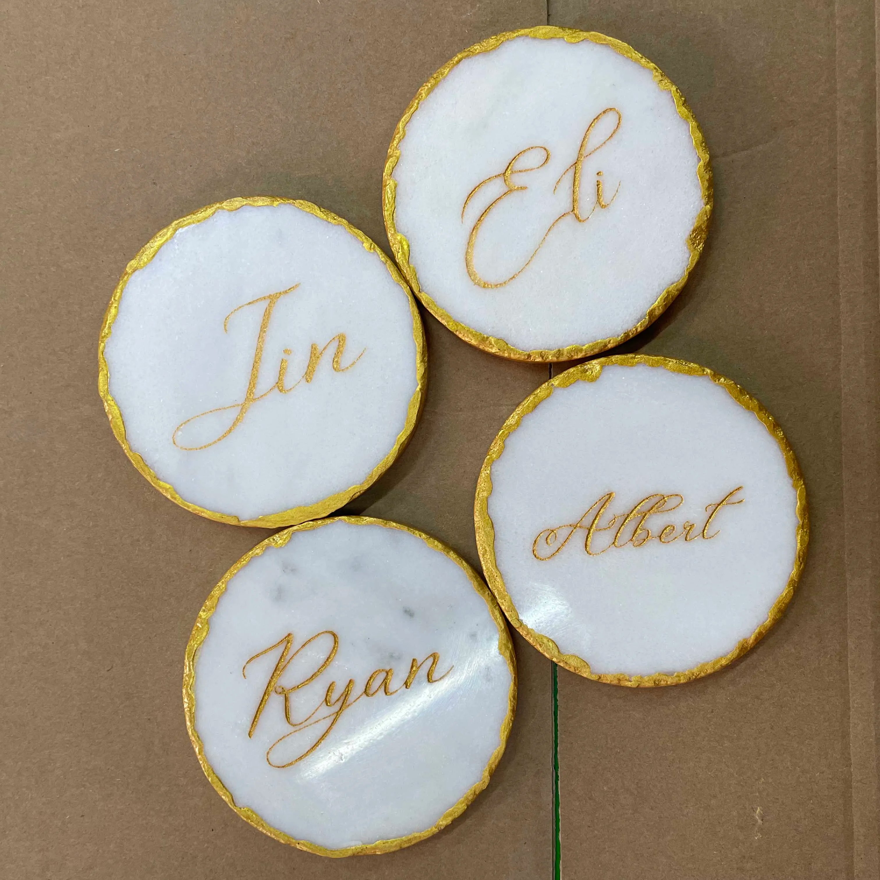 Coaster set,gold edge mug tea Round beer blank stone coffee cup marble drink custom coaster for glasses