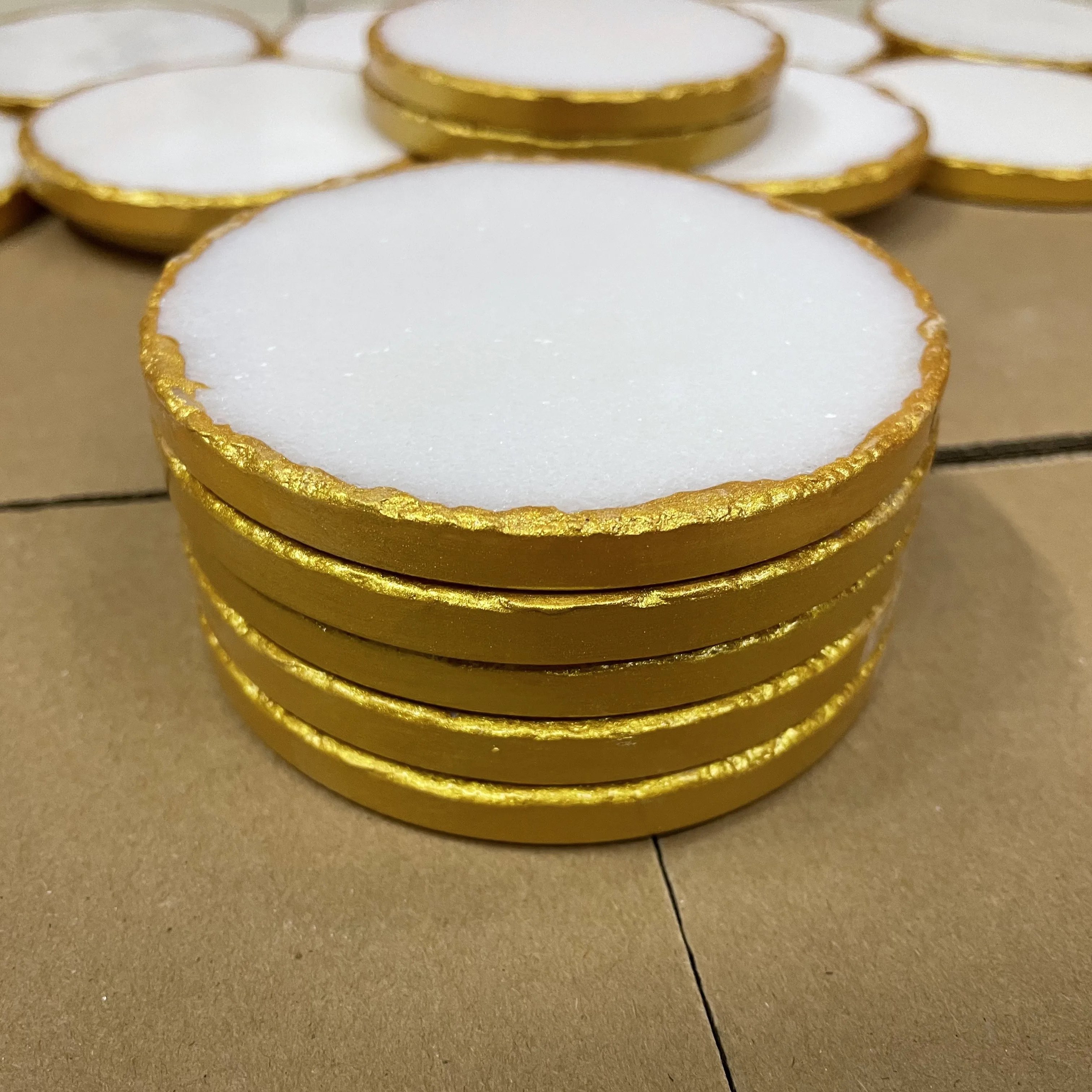 Coaster set,gold edge mug tea Round beer blank stone coffee cup marble drink custom coaster for glasses
