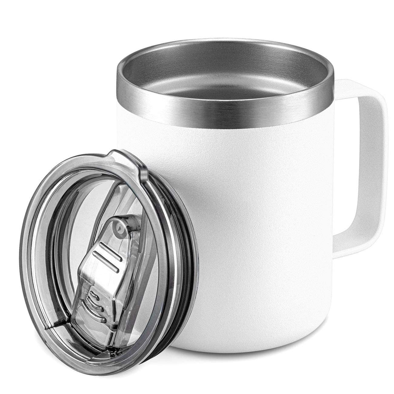 12oz 14oz custom stainless steel mug customized printed logo travel coffee cup mug cup with handle magnetic lid straw
