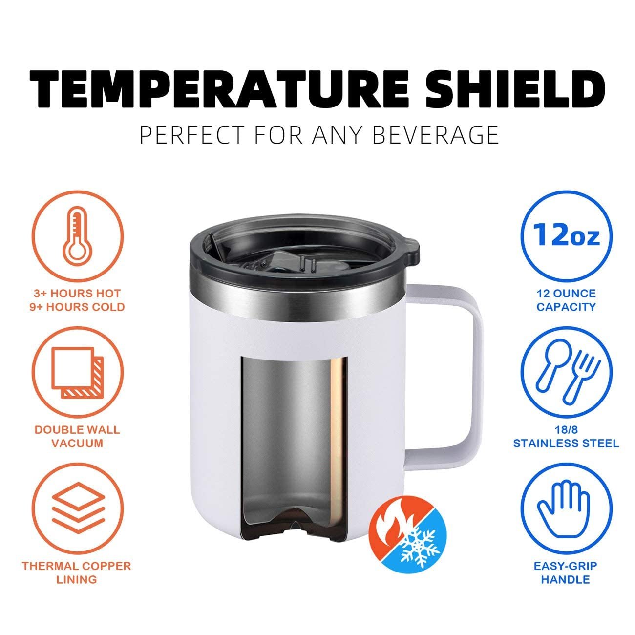 12oz 14oz custom stainless steel mug customized printed logo travel coffee cup mug cup with handle magnetic lid straw
