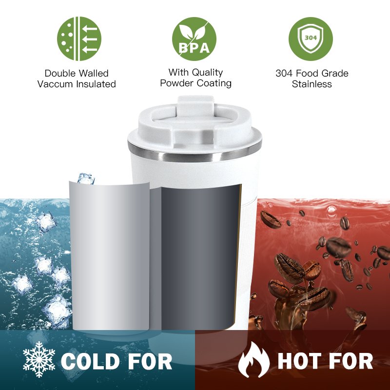 Customized Reusable 510ml 380ml Double Walled Insulated Stainless Steel Travel Coffee Mug Custom Logo Design