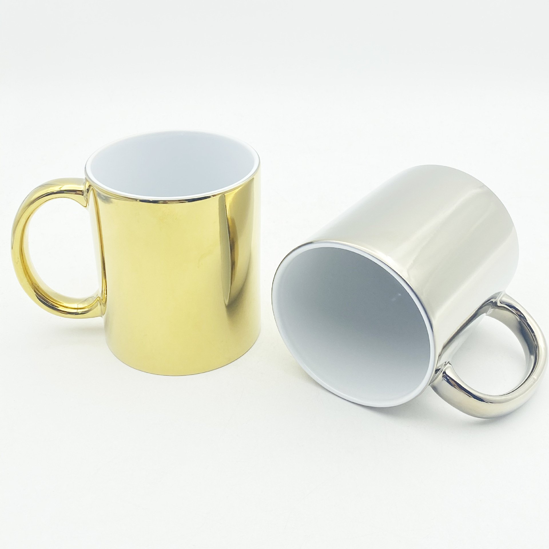 Wholesale 11oz Colorful Gold Silver Mark porcelain Cups Custom Logo Electroplated Ceramic Coffee Mug Sublimation Cup For Gift