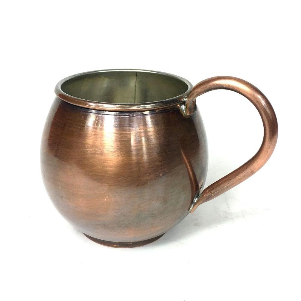 Turkish Copper Handmade Coffee Tea Mug Antique Look Glass Terra OXIDE Color 600 ml With Handle Traditional Authentic Design