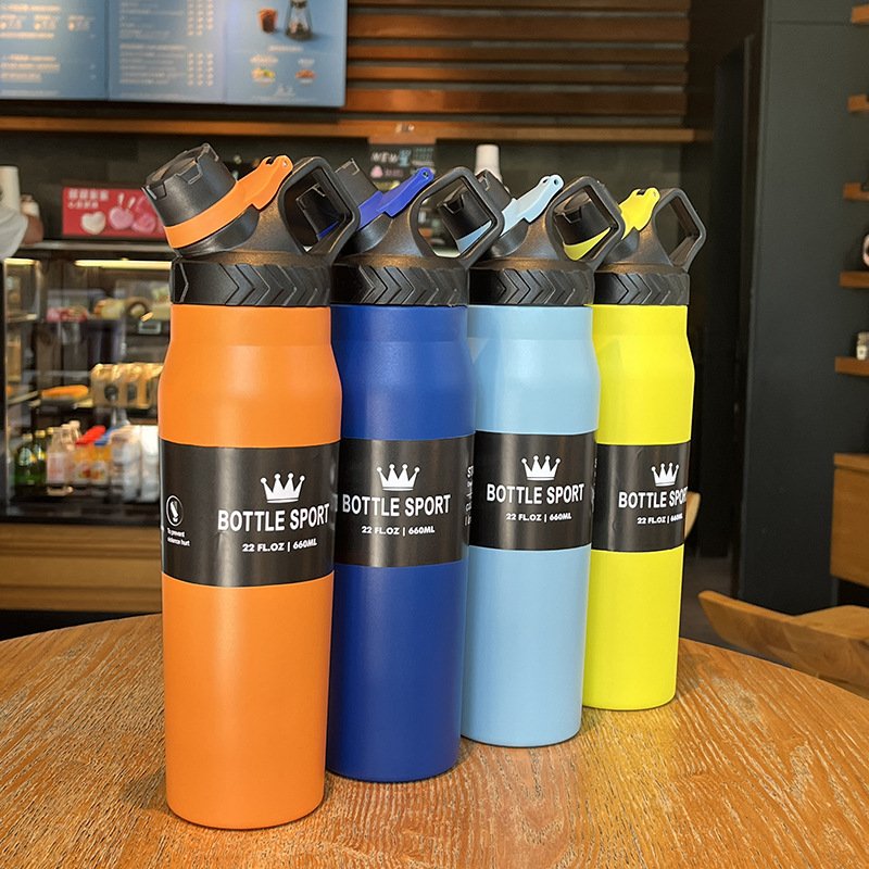 DD1990 Portable Handle Space Cup GYM Sports Leak Proof Water Bottles Thermos Stainless Steel Double Wall Vacuum Flask Bottle