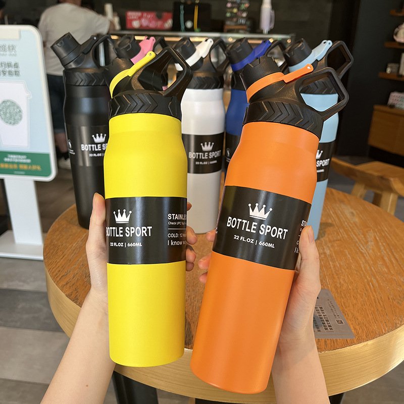 DD1990 Portable Handle Space Cup GYM Sports Leak Proof Water Bottles Thermos Stainless Steel Double Wall Vacuum Flask Bottle