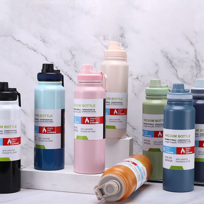 600ml 800ml 1000ml hot cold Outerdoor Sports Double Wall Insulated Vacuum Flask Water Bottle Thermos With Handle