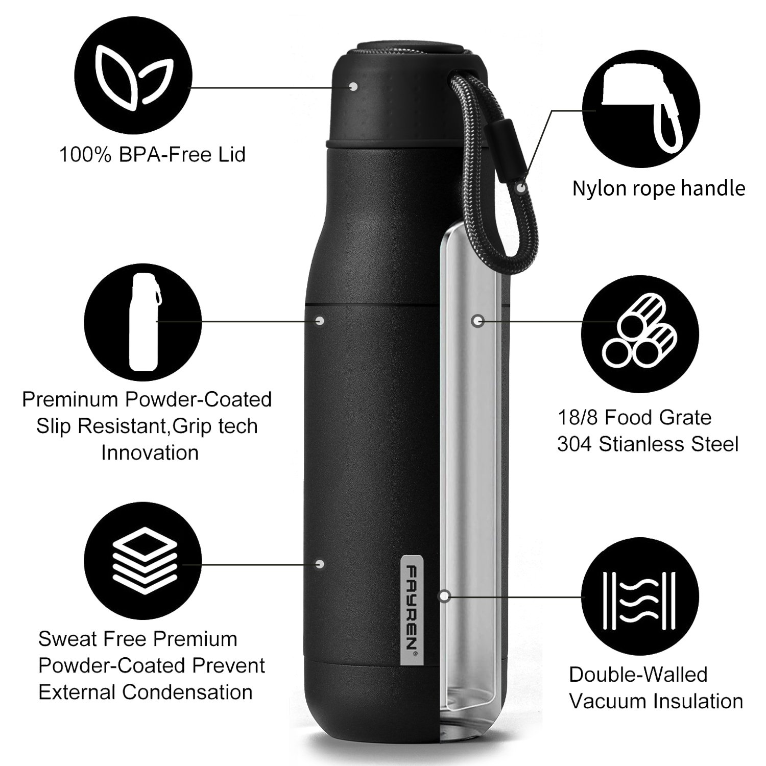 Factory Oem Custom Insulated Sports Double Wall Stainless Steel Vacuum Flask Drink Bottle With Custom logo