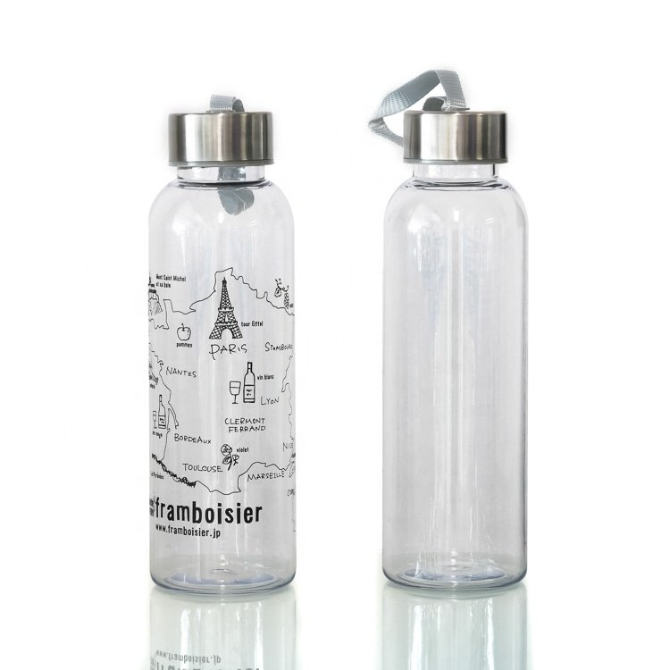 Custom Logo Plastic Water Bottle with lid and rope