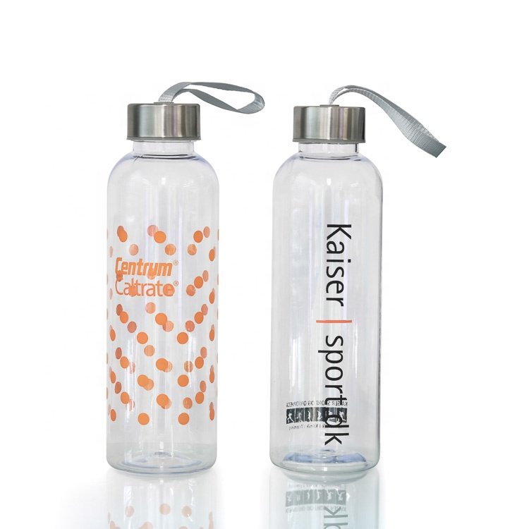 Custom Logo Plastic Water Bottle with lid and rope