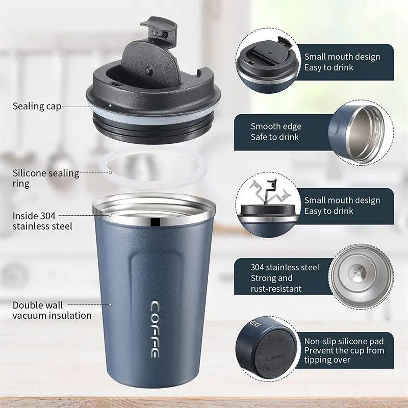 Sublimation 350 Ml/500 Ml 304 Stainless Steel Screw Lid Thermal Coffee Mug/ Coffee Tumbler / Car Travel Mug With Logo