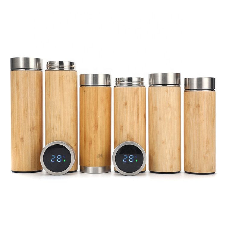 Bamboo Thermos Water Bottle Coffee Cup Stainless Steel Vacuum Flask Water Bottle Custom Logo Office Coffee Tea Cup Milk Tea Mug
