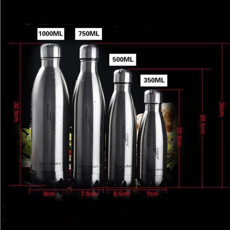 Swelling Cola Bottle Vacuum Insulated Flask 750ml Food Grade Stainless Steel Water Bottles