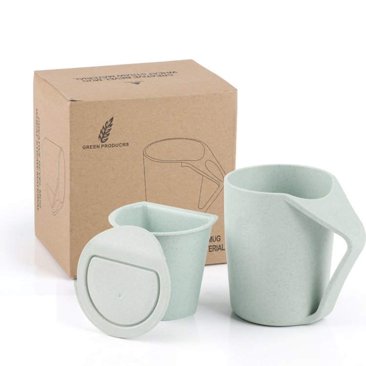 Eco Friendly Removable Design Portable BPA Free Travel PP Wheat Straw Plastic Biodegradable Tea Mug Cup With Filter And Cover