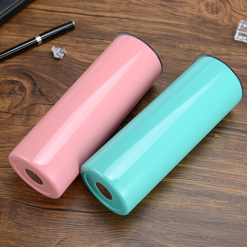 20OZ Double Wall Vacuum Insulation Water Bottle Coffee Mug Stainless Steel Slim 20oz Tall Skinny Tumbler with Seal Lid and Straw